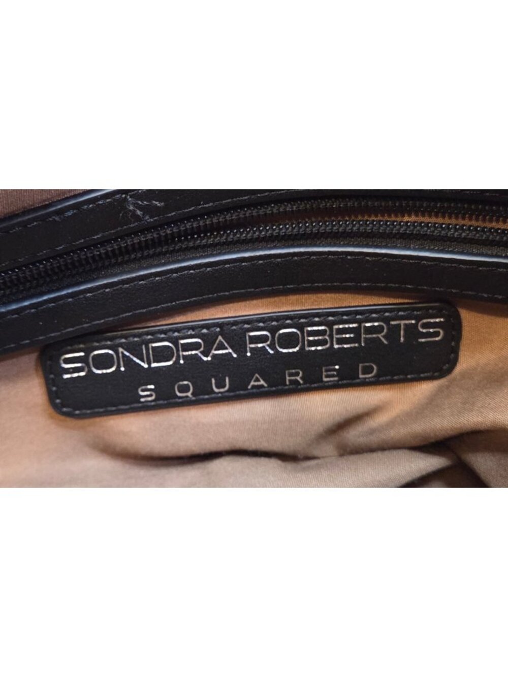 SR Squared by Sondra Roberts Black Vegan Leather Tote Shoulder Bag Purse - Picture 8 of 14